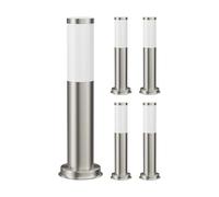 ledscom.de 5x PORU Bolardo luminoso para exterior, acero inoxidable, redondo, 38,5cm, in ombilla E27 máx. 963lm blanco cálido Regulación en 3 niveles sin dimmer