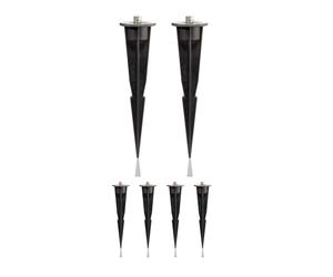 ledscom.de 6 clavijas de jardín para lámparas de jardín, negras, 17 cm, 45 mm de diámetro