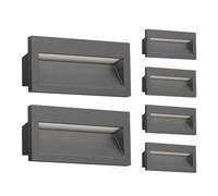 ledscom.de 6 LED aplique empotrable NOLA, downlight para exteriores, IP54, antracita mate, 140 x 70mm, blanco cálido