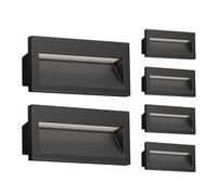 ledscom.de 6 LED aplique empotrable NOLA, downlight para exteriores, IP54, negro mate, 140 x 70mm, blanco cálido