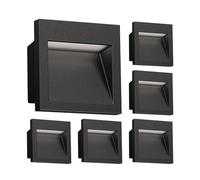 ledscom.de 6 LED aplique empotrable NOLA, downlight para exteriores, IP54, negro mate, 90 x 90mm, blanco cálido