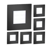 ledscom.de 6 LED luz de escalera/plafón empotrado FEX para interior y exterior, angular, negro, 85 x 85mm, blanco frío