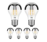 ledscom.de 6 piezas bombilla LED E27, A60, blanco cálido (2700 K), 6 W, 667lm, espejo de cabeza (plateado)