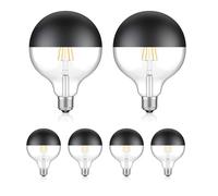 ledscom.de 6 piezas bombilla LED E27, G125, blanco cálido (2700 K), 6,7 W, 660lm, espejo de cabeza (negro)