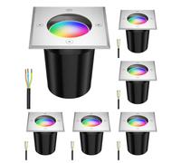 ledscom.de 6 piezas Lámpara empotrable de suelo inteligente RELI para exteriores acero inoxidable angular IP67 incl. Smart Home RGBW GU10 Lámpara LED, 5,41W, 473lm