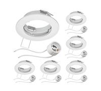 ledscom.de 6 piezas marco empotrable de techo FERE marco empotrable blanco mate (LED/Halógeno/GU10/MR16/PAR16/50mm) incl. casquillo GU10
