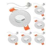 ledscom.de 6 piezas Marco empotrable en techo ERID, antihumedad, baño, IP44, redondo, blanco mate, incl. toma GU5.3