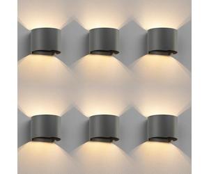 ledscom.de 6 pzas. aplique RUNEL para exterior, IP65, luz ascendente/descendente, antracita mate, redondo, 1x G9 máx. 10W