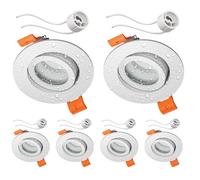 ledscom.de 6 pzas. marco empotrable en techo ERID, antihumedad, baño, IP44, redondo, orientable, blanco mate incl. casquillo GU10