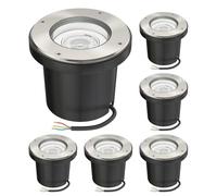 ledscom.de 6 uds. lámpara de pie empotrable BOFU para exteriores giratoria redonda de acero inoxidable IP67 150mm Ø incl. lámpara LED (blanco cálido, 5,4W, 510lm, 45°)