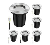 ledscom.de 6 uds. Lámpara empotrable de suelo BOLI para exterior acero inoxidable redonda IP67 108mm Ø W Lámpara LED 609lm blanco Regulación en 3 niveles