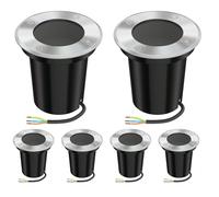 ledscom.de 6 uds. lámpara empotrada en el suelo BOLI para exteriores, IP67, acero inoxidable, redonda, 108mm Ø, 1x GU10 máx. 15W