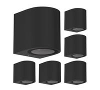 ledscom.de 6 unidades Aplique de pared ALSE downlight para exteriores, negro, aluminio, redondo, incl. lámpara LED GU10 (blanco cálido, 5,4 W, 510 lm, 50°)