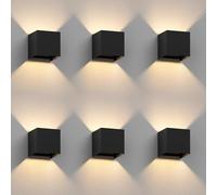 ledscom.de 6 x Aplique CUBEL para exterior, IP65, up/downlight, negro mate, cuadrado, 1x G9 máx. 10W
