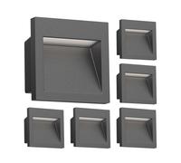 ledscom.de 6x Aplique empotrable LED NOLA, downlight para exteriores, IP54, antracita mate, 90 x 90mm, blanco cálido