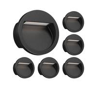 ledscom.de 6x Aplique empotrable LED NOLA, downlight para exteriores, IP54, negro mate, 105mm Ø, blanco cálido