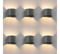 ledscom.de 6x Aplique RUNEL para exterior, IP65, luz ascendente/descendente, antracita mate, redondo, 1x G9 máx. 10W