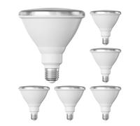 ledscom.de 6x bombillas LED E27, PAR38 cuello corto, blanco (4000 K), 14,9 W, 1395lm, 41°, espejo reflector (plateado)