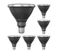 ledscom.de 6x bombillas LED E27, PAR38 cuello corto, blanco cálido (2700 K), 15,9 W, 1279lm, 43°, espejo reflector (plateado)