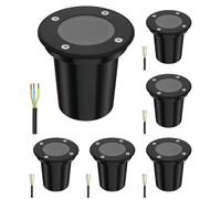 ledscom.de 6x lámpara empotrada en el suelo BOLI para exteriores, IP67, negra, redonda, 108mm Ø, 1x GU10 máx. 15W, esmerilado