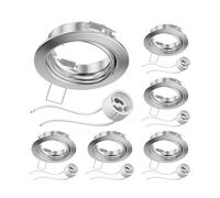 ledscom.de 6x marco empotrable en el techo FERE marco empotrable cromado mate orientable (LED/Halógeno/GU10/MR16/PAR16/50mm) incl. toma GU10
