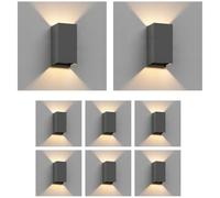 ledscom.de 8 apliques de pared CUBEL para exterior, IP65, iluminación ascendente y descendente, antracita mate, rectangulares, 1x G9 máx. 10 W
