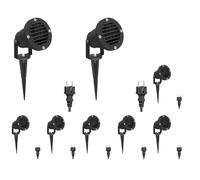 ledscom.de 8 focos de jardín DUK, rejilla, con pica de tierra para exteriores, IP65, enchufe, negro, 1 x GU10 máx. 15W