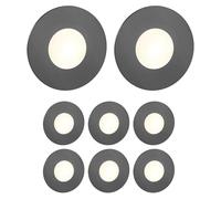 ledscom.de 8 LED aplique de escalera/plafón empotrable FEX para interiores y exteriores, redondo, antracita, 85mm Ø, blanco cálido
