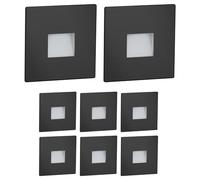 ledscom.de 8 LED luz de escalera/luz de pared empotrada FOW para interior y exterior, downlight, angular, negro, 85 x 85mm, blanco cálido