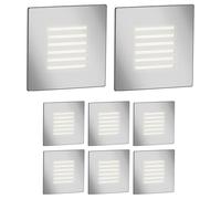 ledscom.de 8 LED luz de escalera/luz empotrada de pared FEX para interior y exterior, rejilla, angular, acero inoxidable, 85 x 85mm, blanco cálido