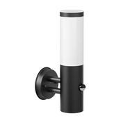 ledscom.de Aplique PORU para exterior, IP44, detector de movimiento, acero inoxidable, negro mate, redondo, 1x E27 máx. 15W