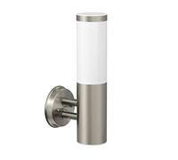 ledscom.de Aplique PORU para exteriores, IP44, acero inoxidable, acero inoxidable mate, redondo, 1x E27 máx. 40W