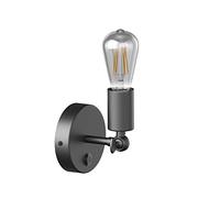 ledscom.de Aplique vintage FETRO Interruptor, negro, giratorio + lámpara LED 240lm, blanco extra cálido