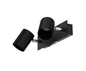 ledscom.de Aplique WAIKA, 2 luces, interruptor, negro mate, angular, 2x GU10 máx. 60W