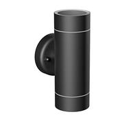 ledscom.de Aplique WEDO para exterior, IP44, luz ascendente/descendente, negro mate, redondo, 2x GU10 máx. 35W