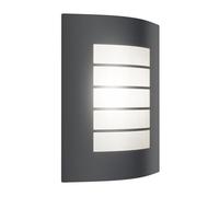 ledscom.de Aplique ZYNO para exteriores, IP44, acero inoxidable, antracita mate, angular, 1x E27 máx. 40W