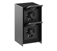 ledscom.de Base de enchufe para exteriores STEDDA de 2 pliegues, IP44, acero inoxidable negro vertical, bases de enchufe para jardín, terraza y exteriores