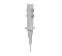ledscom.de Columna de Enchufe de jardín Pock con Espiga de Tierra para el Exterior, cuádruple, con Aspecto de Piedra, Angular, 39,5cm