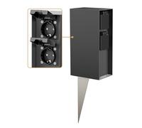 ledscom.de Columna de Enchufe para jardín POMI con Pica de Tierra para Exterior, IP44, cuádruple, Antracita, Angular, 23cm