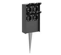 ledscom.de Columna de Enchufe para jardín POMI con Pica de Tierra para Exterior, IP44, cuádruple, Antracita, Angular, 23cm