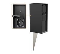 ledscom.de Columna de Enchufe para jardín POMI con Toma de Tierra para Exterior, IP44, Sensor crepuscular, Triple, Negro, Angular, 23cm