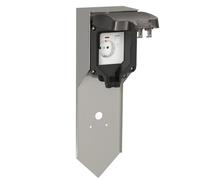 ledscom.de Columna de Enchufe para jardín POXO con piqueta de Tierra para Exteriores, IP65, Simple, Acero Inoxidable, Acero Inoxidable/Negro, Angular, 40 cm