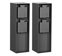 ledscom.de Columna de enchufes para jardín POKU (2 Unidades) para Exterior, IP44, Doble, plástico, Antracita, Cuadrada, 23 cm