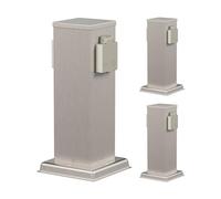 ledscom.de Columna de enchufes para jardín Polly, 3 Unidades, para Exterior, IP44, Doble, Acero Inoxidable, Forma Cuadrada, 27 cm