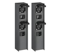 ledscom.de Columna de enchufes para jardín POMI (2 enchufes) para Exterior con Interruptor, IP44, Doble, Acero Inoxidable, Antracita, Cuadrada, 33 cm