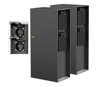 ledscom.de Columna de enchufes para jardín POMI (2 Unidades) para Exterior, IP44, 4 enchufes, Acero Inoxidable, Antracita, Cuadrada, 23 cm