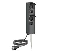 ledscom.de Columna de enchufes para jardín POMI con estaca, Cable, IP44, Doble