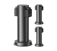 ledscom.de Columna de enchufes para jardín PORU, 3 enchufes, para Exterior, IP44, Doble, Acero Inoxidable, Negro, Redonda, 27 cm