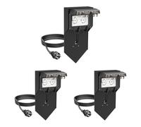 ledscom.de Columna de enchufes POXO de 3 Tomas con estaca para Clavar en el Suelo y Cable de 2 m para Exterior, IP65, Doble, Negra, Cuadrada, 40 cm