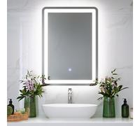 ledscom.de Espejo LED BALI con iluminación, 50 cm x 70 cm, 1695 lm, blanco